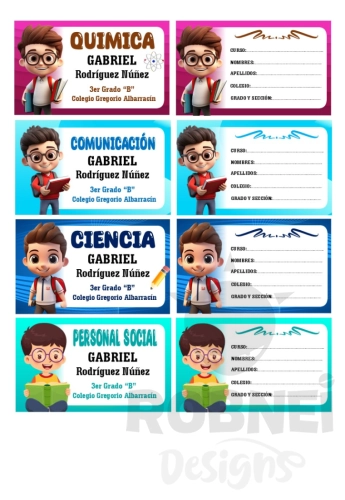 Estudiante colores 02 Etiqueta